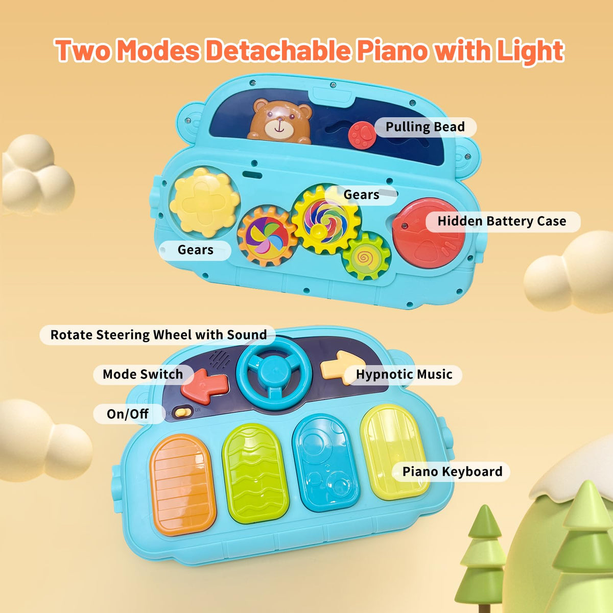 Baby Gym Play Mat & Baby Walker with Music and Light M31259