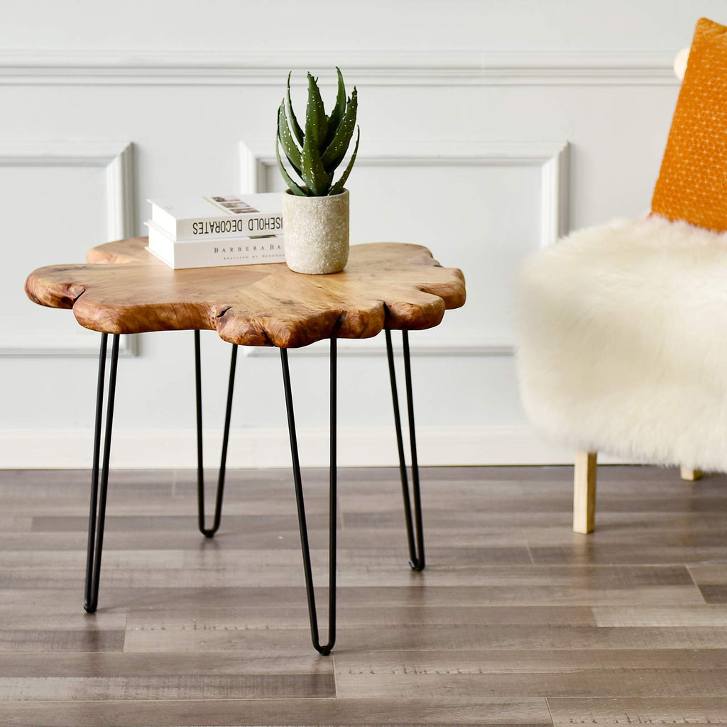 Flower-Shaped Live Edge Cedar Coffee Table U19381