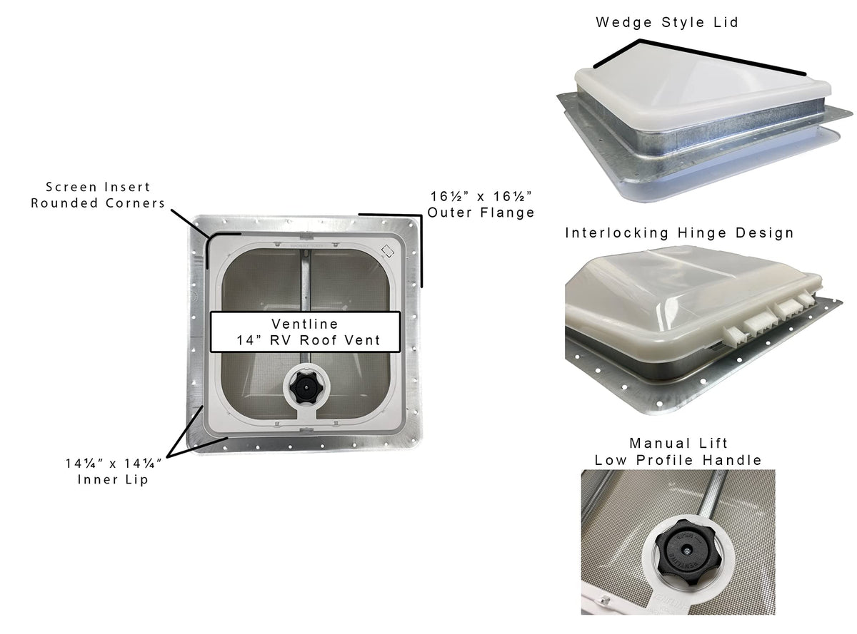 14" RV Roof Vent White Lid Non-Powered D98434
