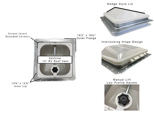 14" RV Roof Vent White Lid Non-Powered D98434