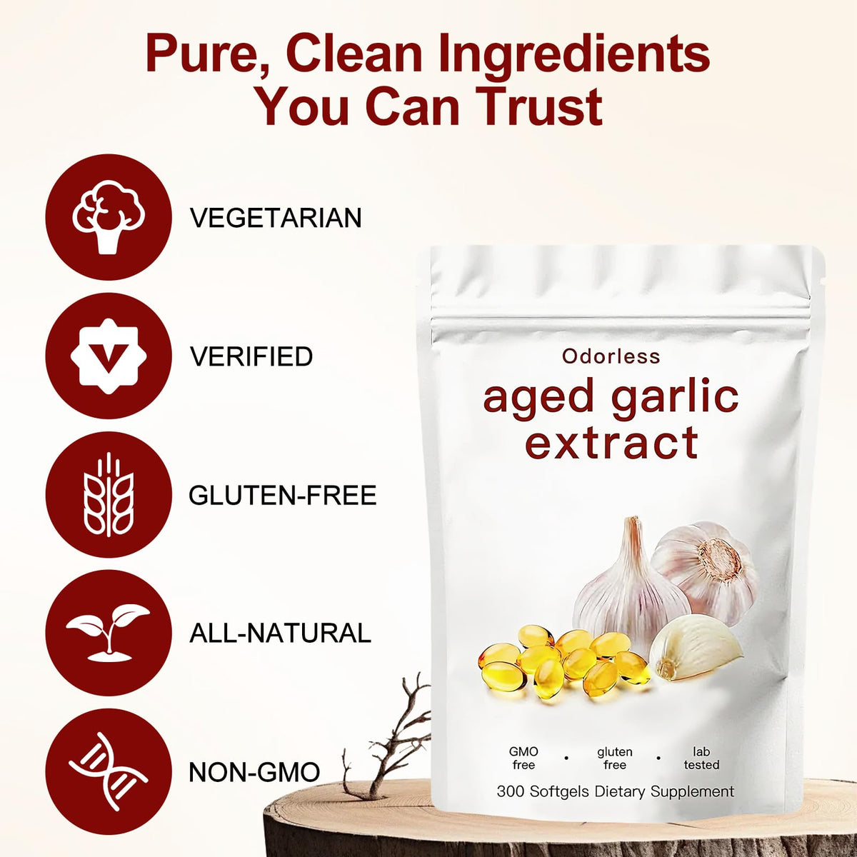 Odorless Organic Aged Garlic Extract Softgels N18208