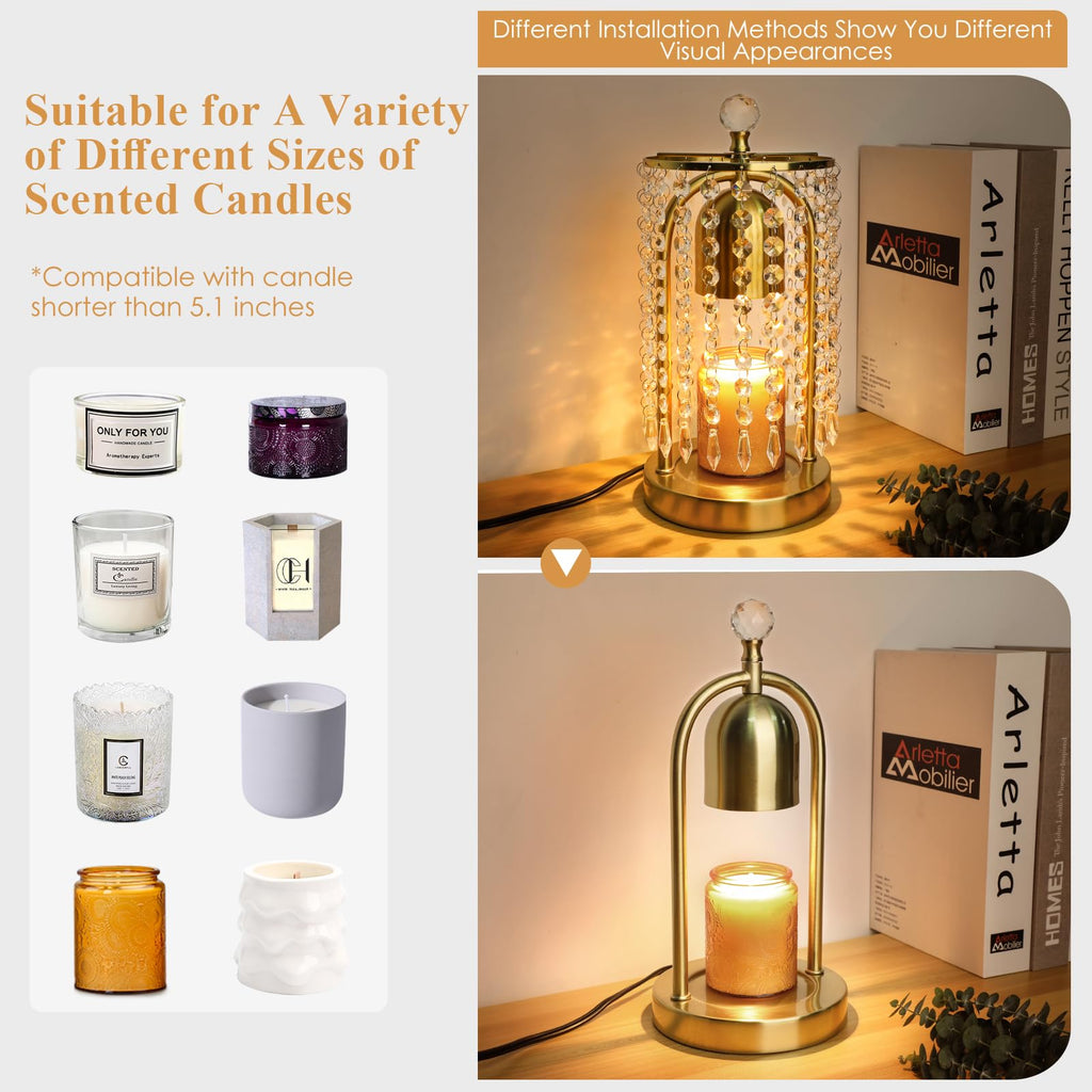 Gold Candle Warmer Lamp with Timer and Dimmer K35905