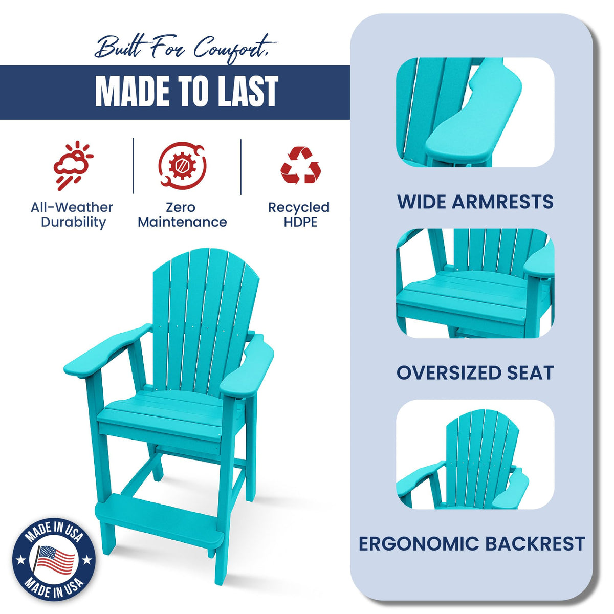 Teal HDPE Adirondack Chair S5189