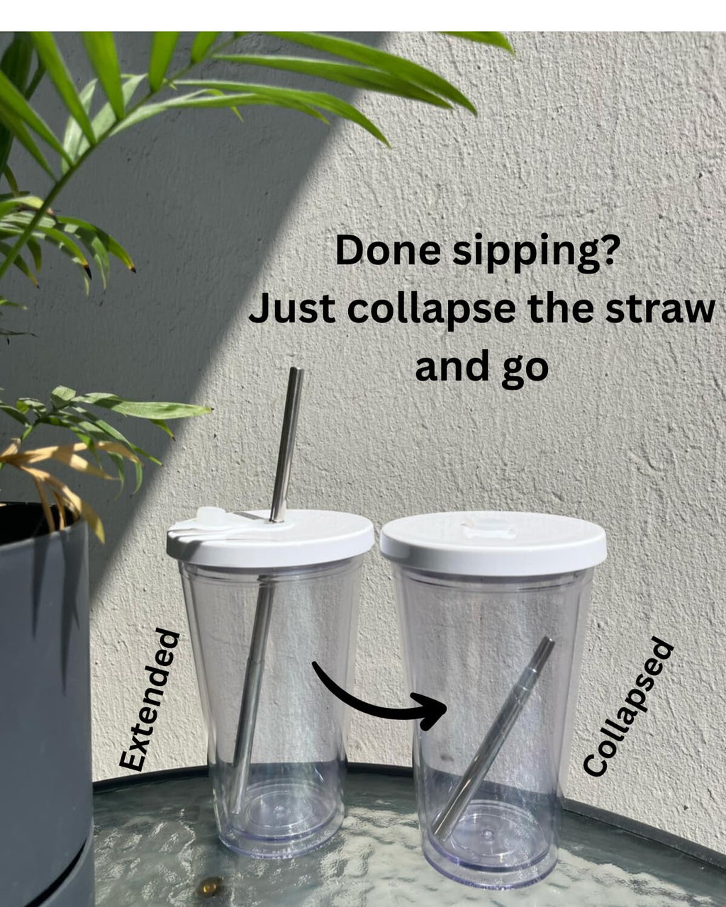 16 Oz Clear Plastic Insulated Tumbler with Lid and Straw Y605