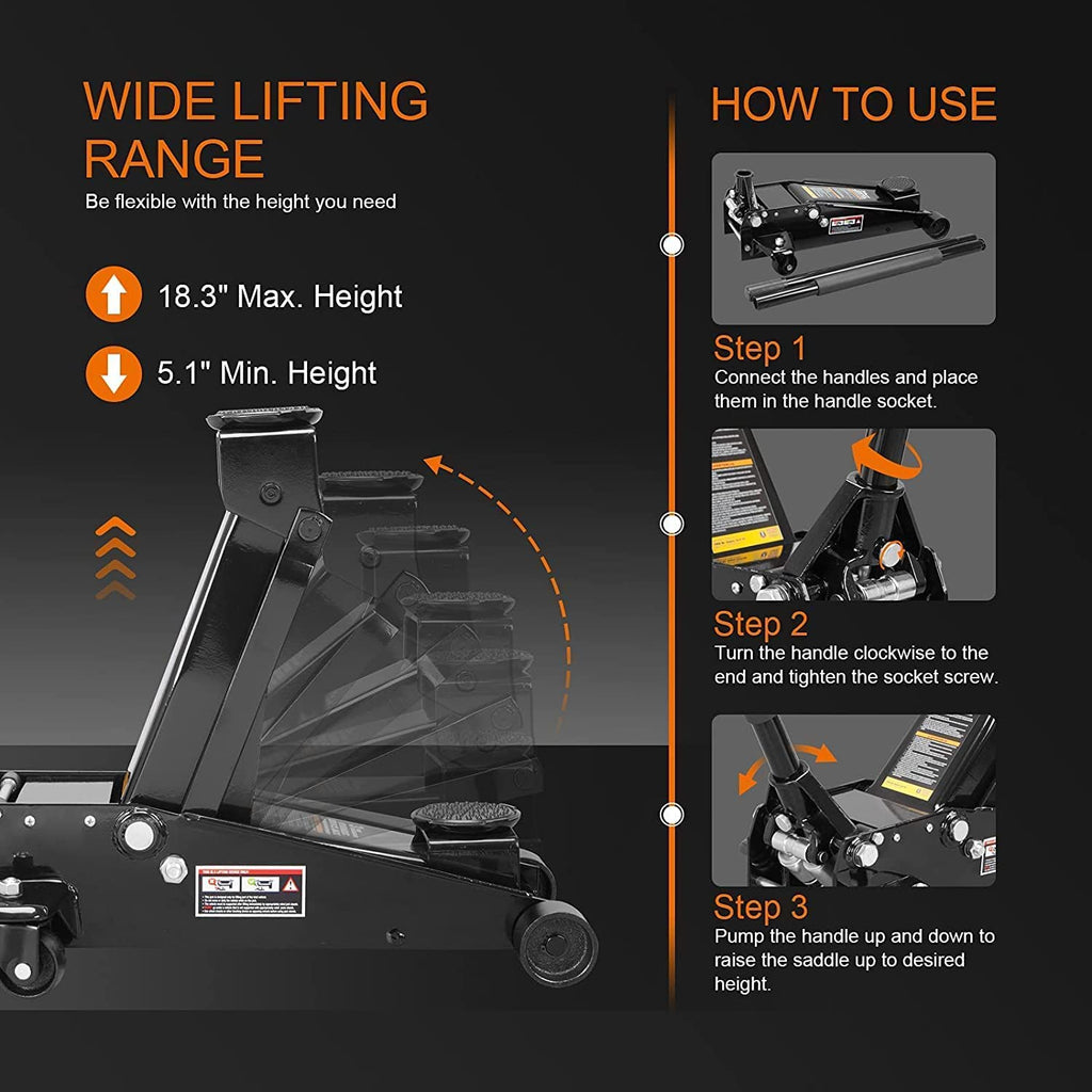 3 Ton Hydraulic Heavy Duty Steel Floor Jack C875