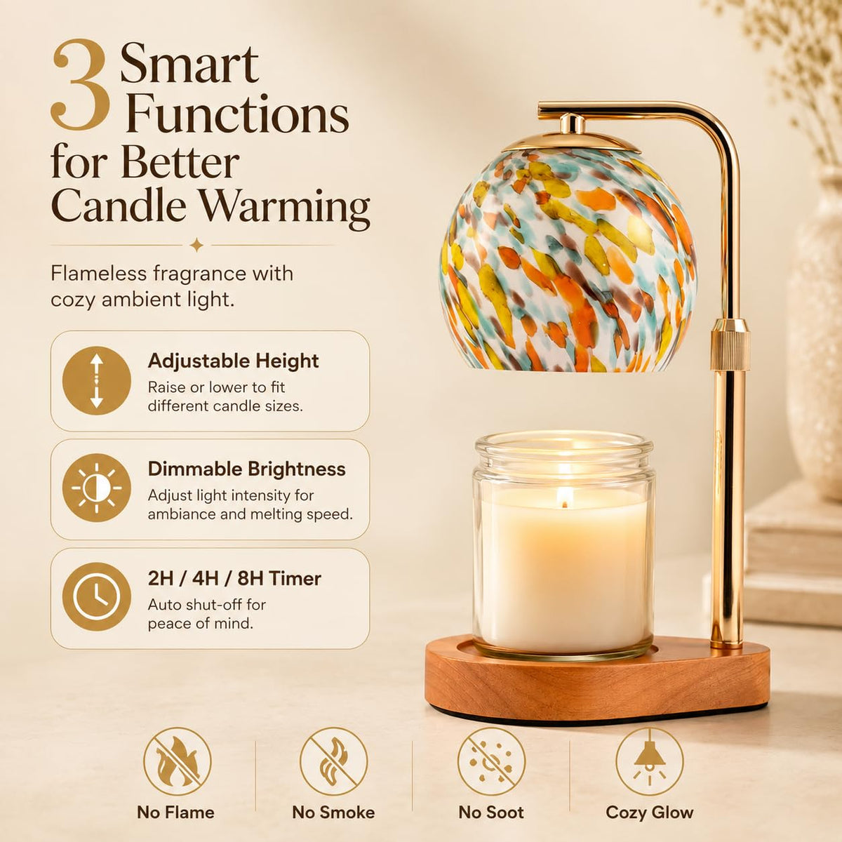 Candle Warmer Lamp with Timer and Dimmable Brightness K241099