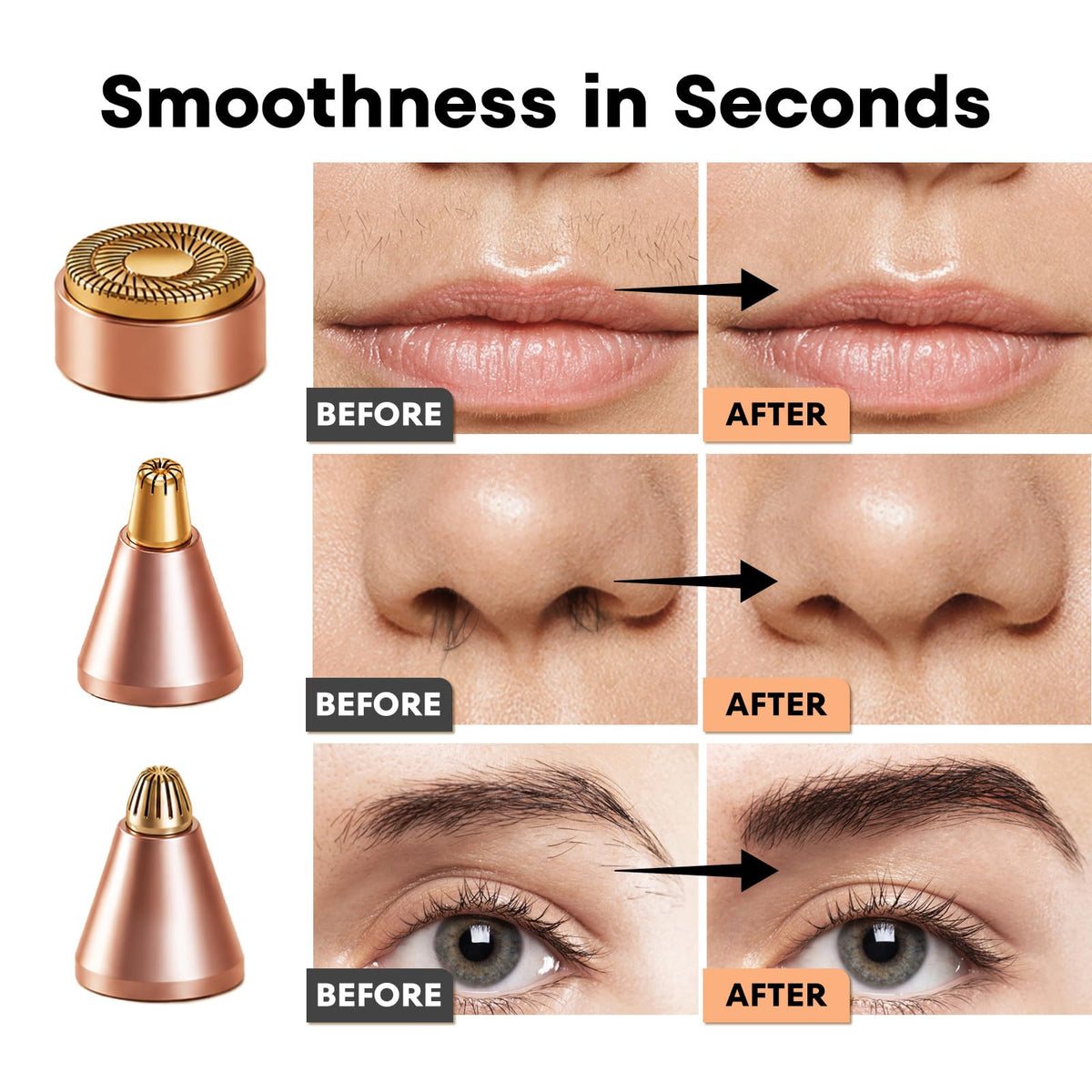 Nose Hair Trimmer 3 in1 Rechargeable Facial Hair Removal & Eyebrow Shaver Y201284