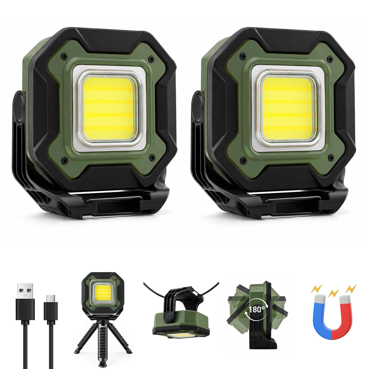 2-Pack 6000mAh Magnetic LED Work Light Y20661