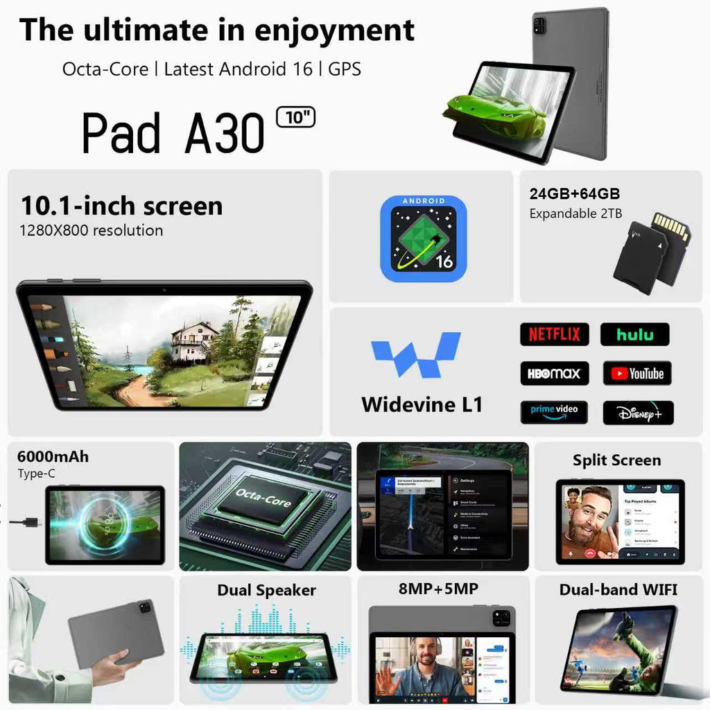 10 Inch Octa-Core Tablet with Keyboard Case Mouse Stylus N178125