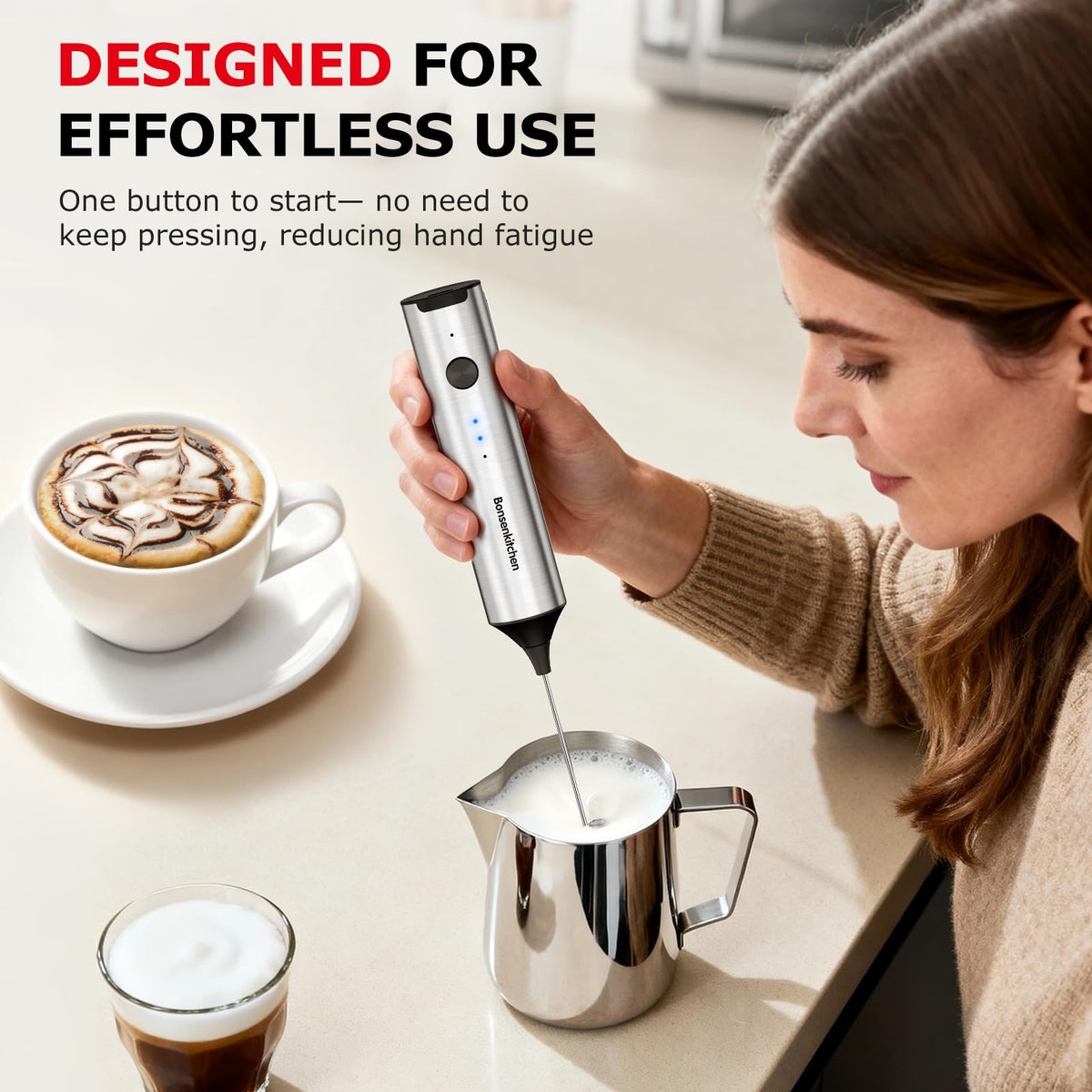 Rechargeable 3-Speed Handheld Milk Frother I7186