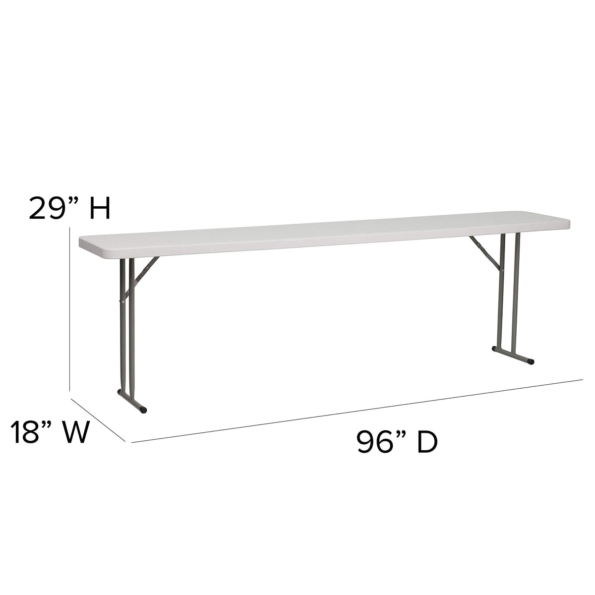 8 ft Granite White Plastic Folding Training Table V279663