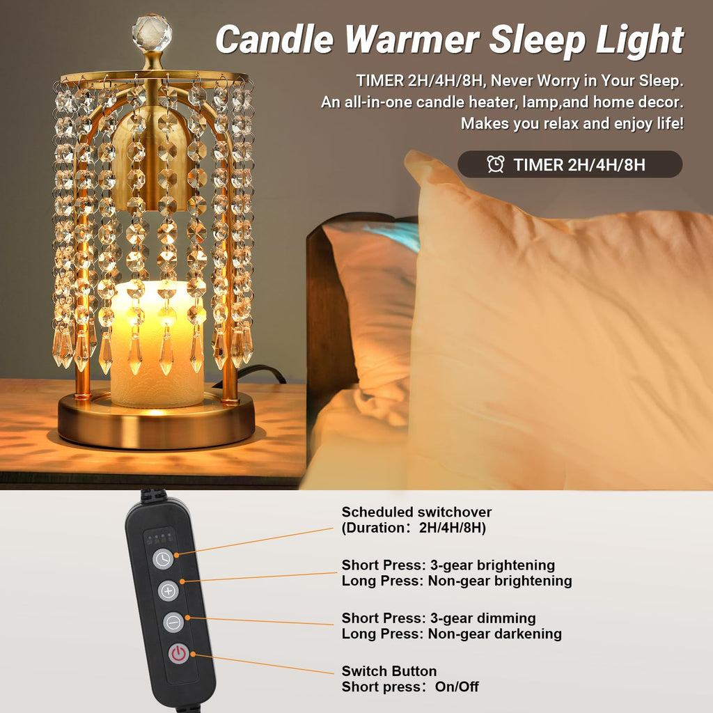 Gold Candle Warmer Lamp with Timer and Dimmer K35905