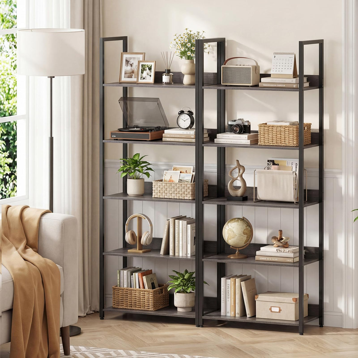 5-Tier Wooden Bookshelf Set of 2 Y9229