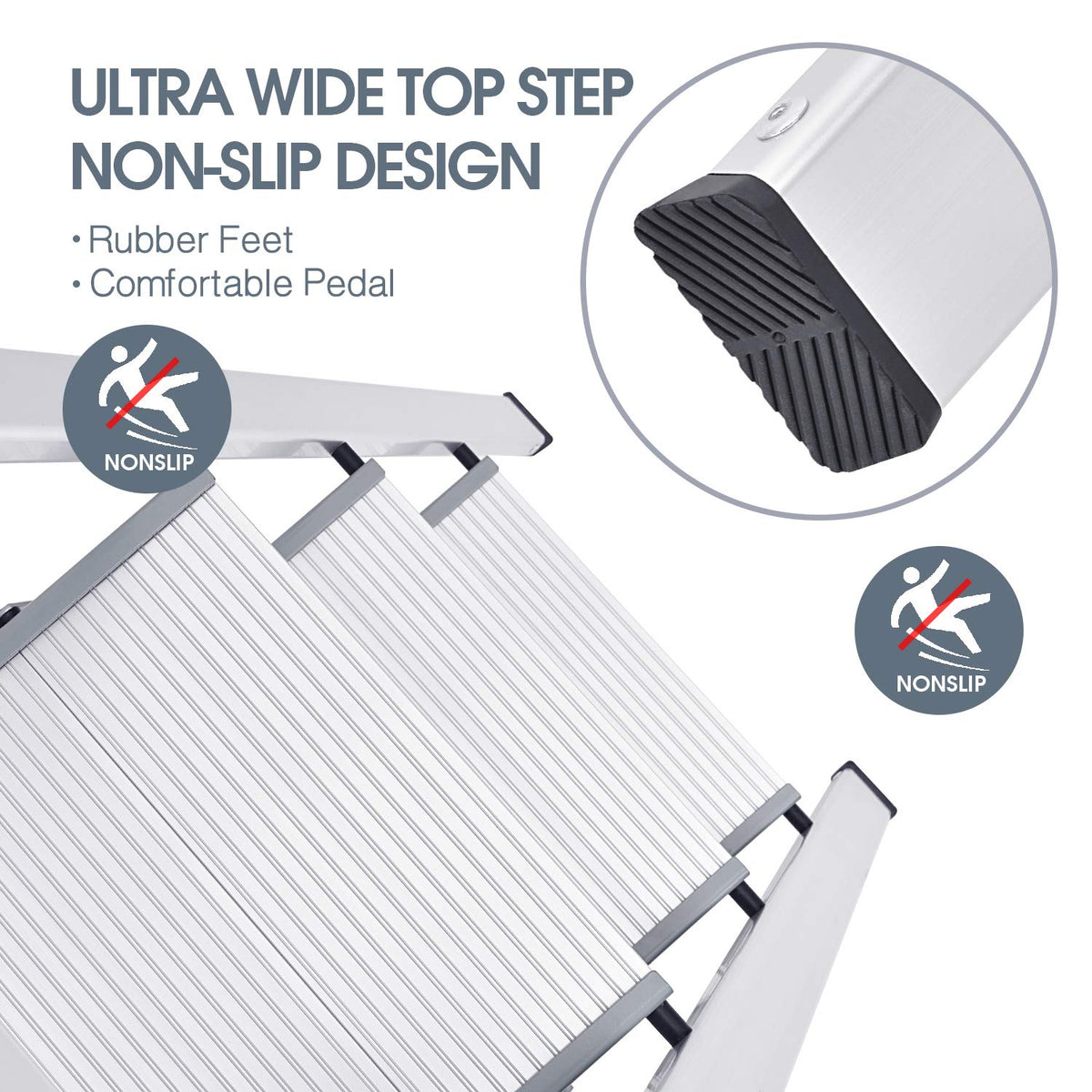 Aluminium 3 Step Ladder with Handrail X998598