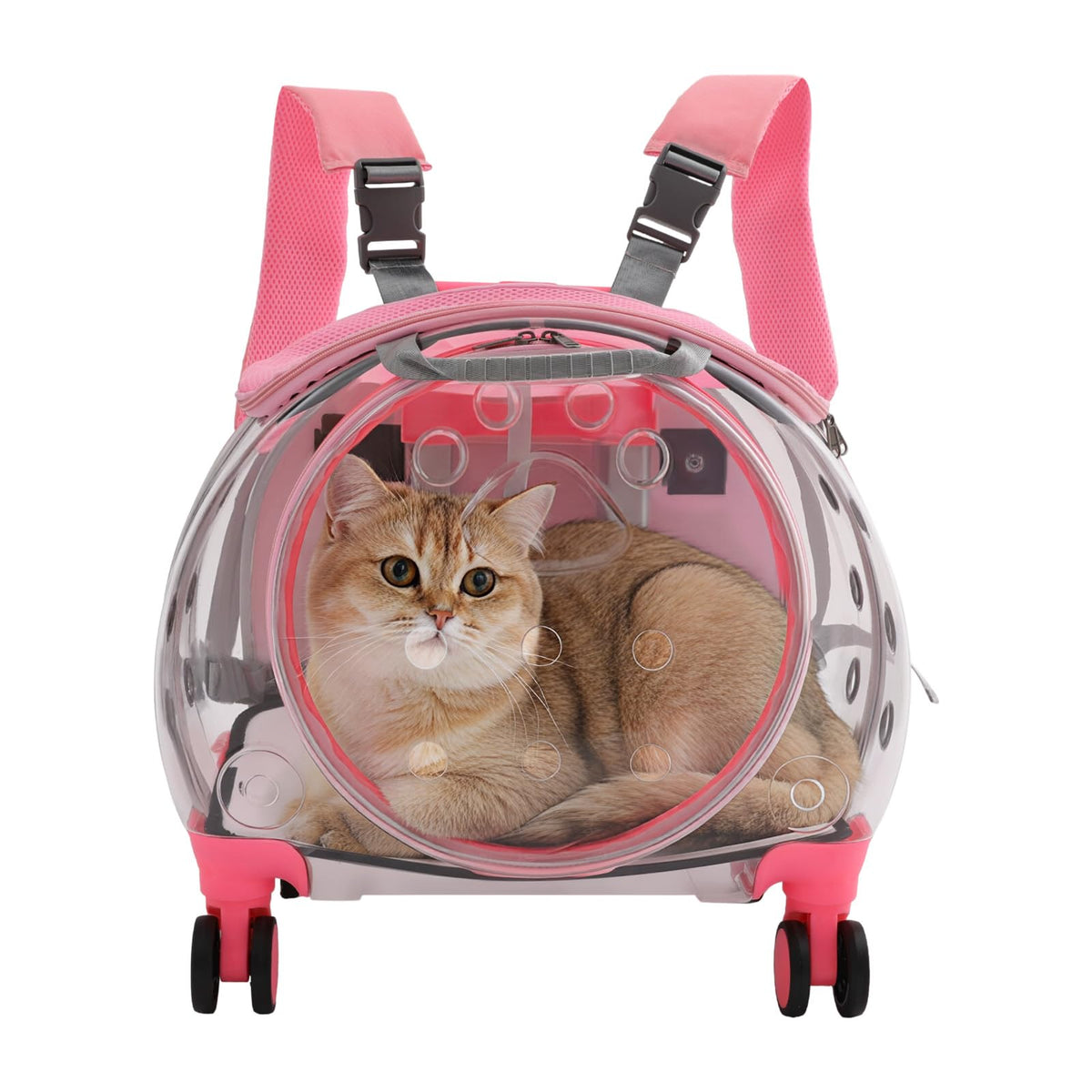 Pink Pet Trolley Case with Shock-Absorbing Wheels N6193