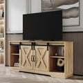 Farmhouse Wood TV Stand with Sliding Barn Door and Storage Cabinet Q107086