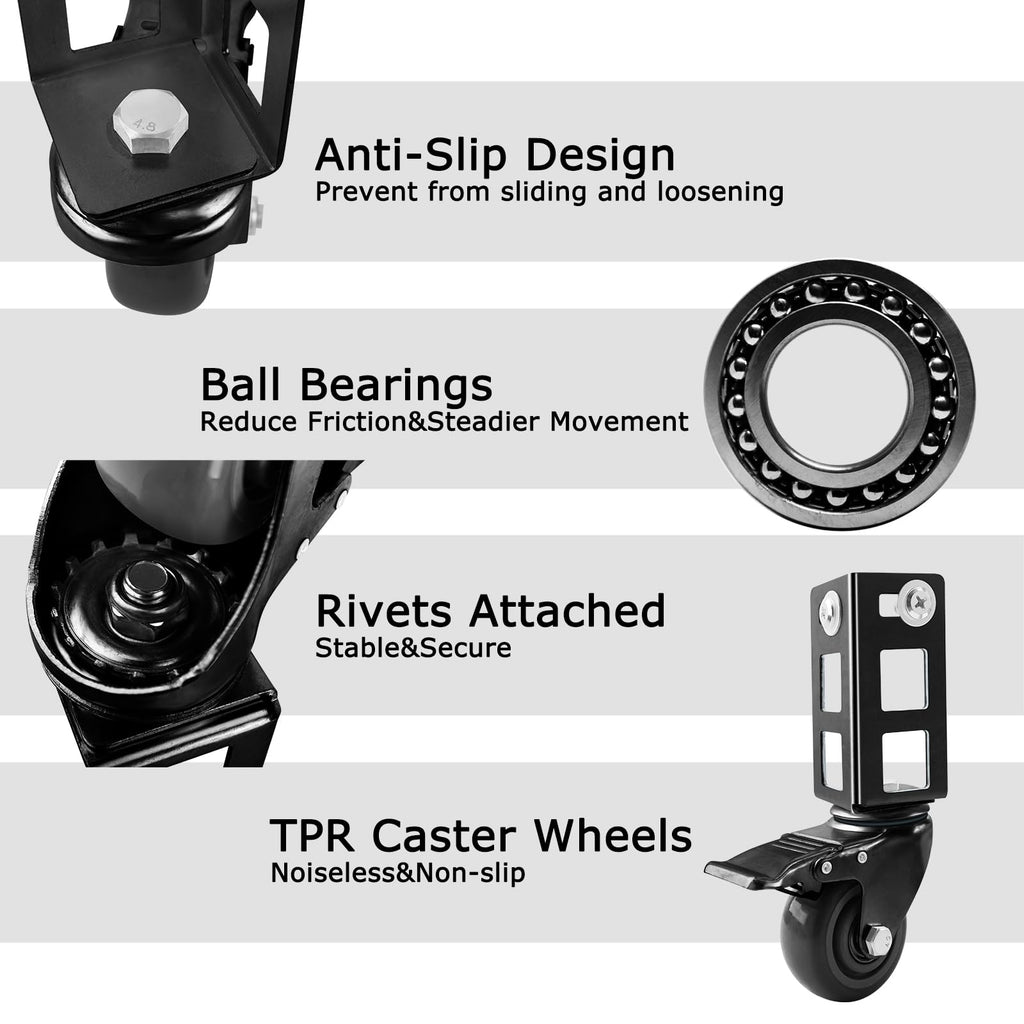 3" Heavy Duty Locking Caster Wheels 4PCS Black D577