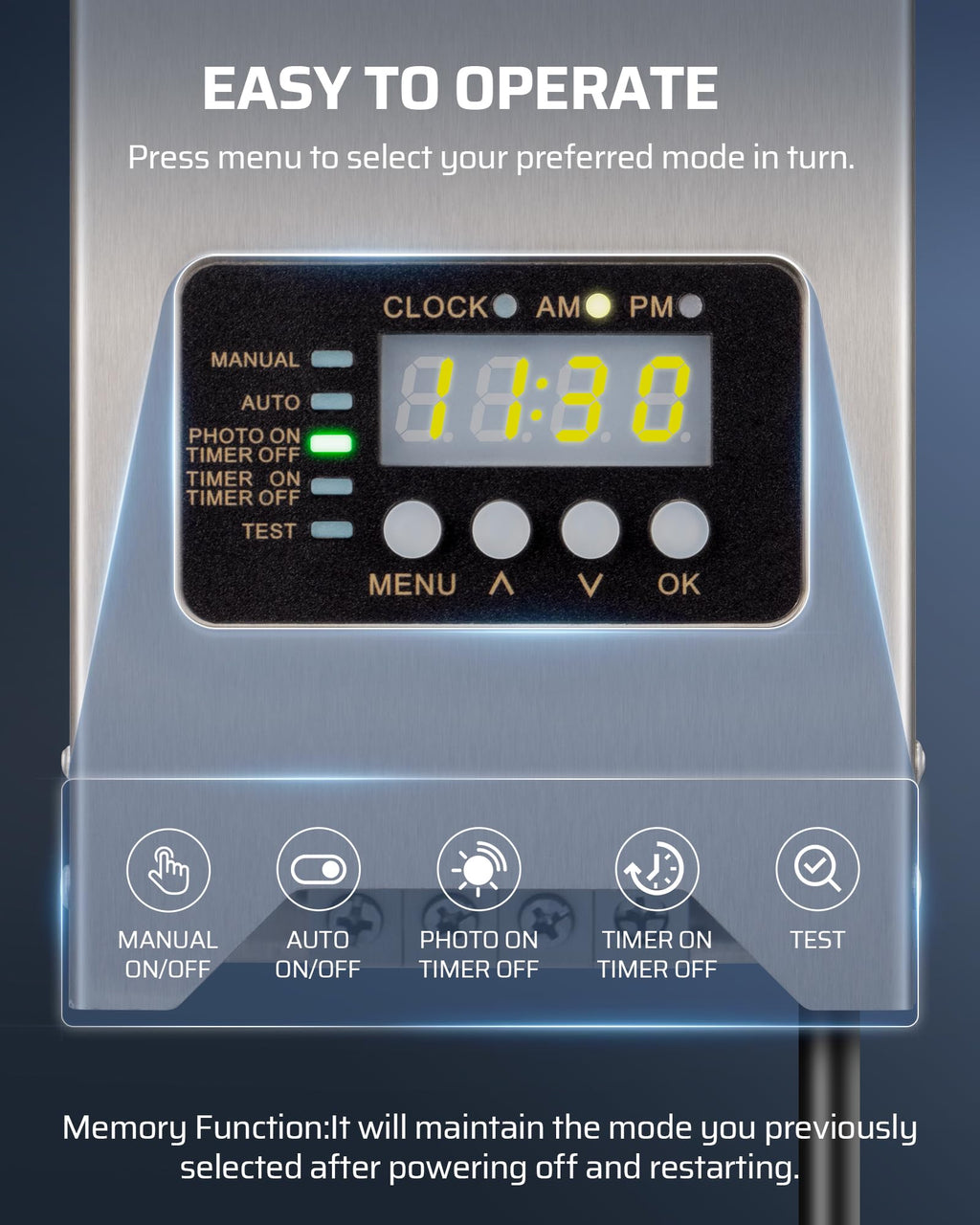 200W Low Voltage Transformer with Photocell Sensor & Timer F7460