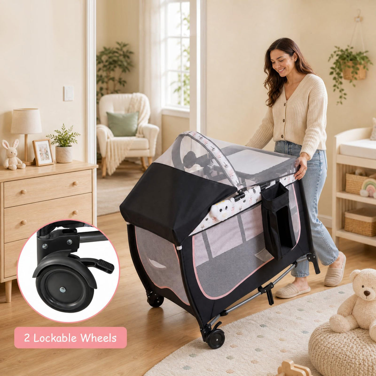4 in 1 Portable Baby Playard with Bassinet and Changing Table F255