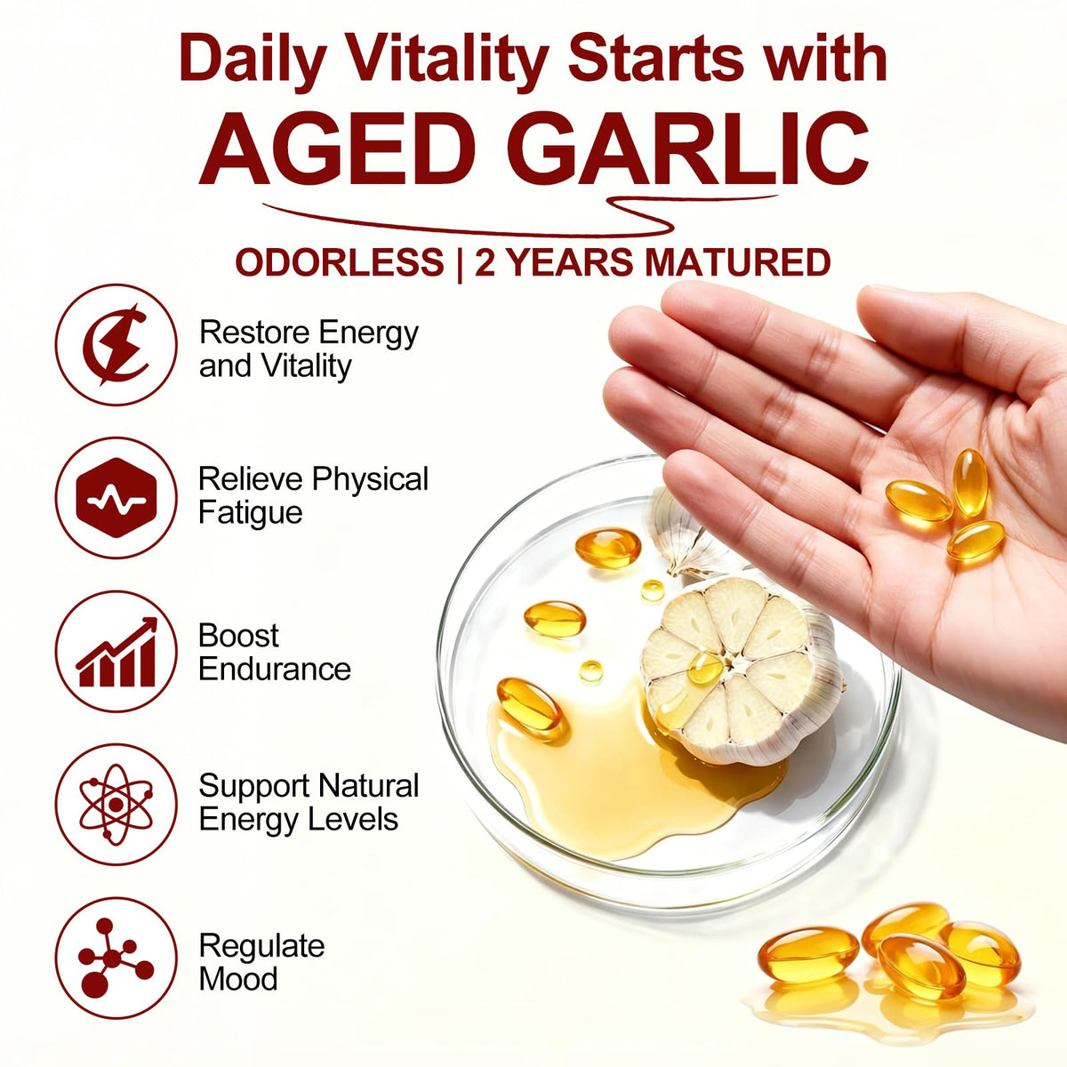 Odorless Organic Aged Garlic Extract Softgels N18208