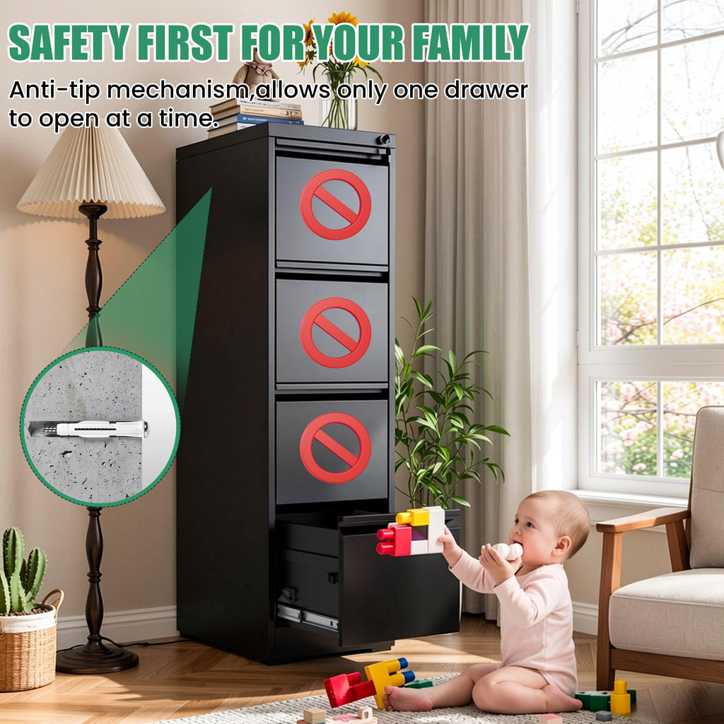 4 Drawer Metal File Cabinet with Lock D83920