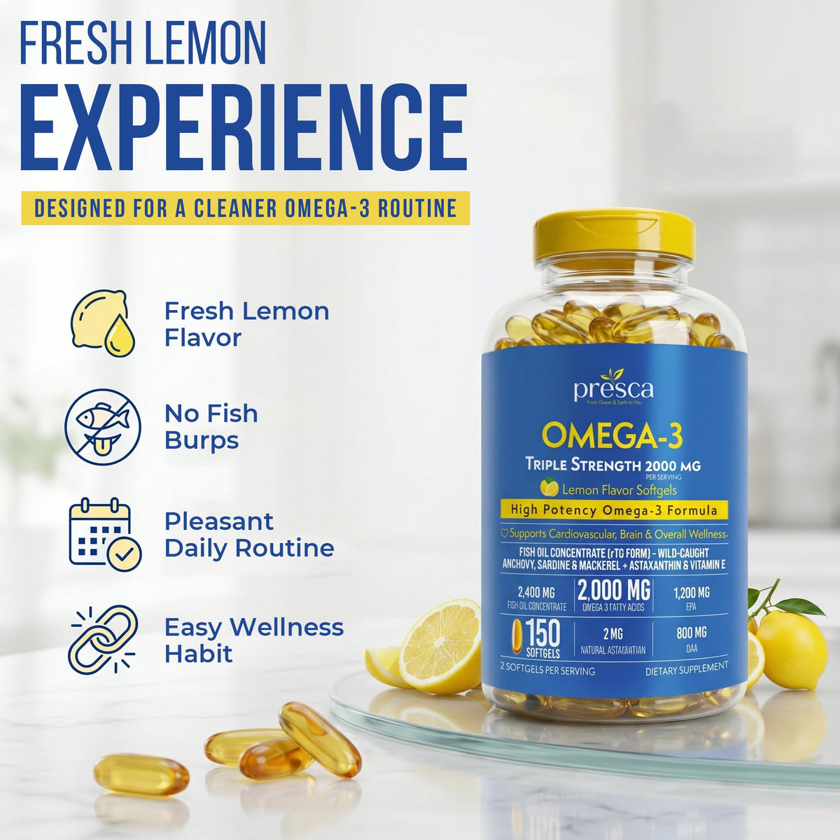 Omega 3 Fish Oil 2400mg 150 Softgels O4585