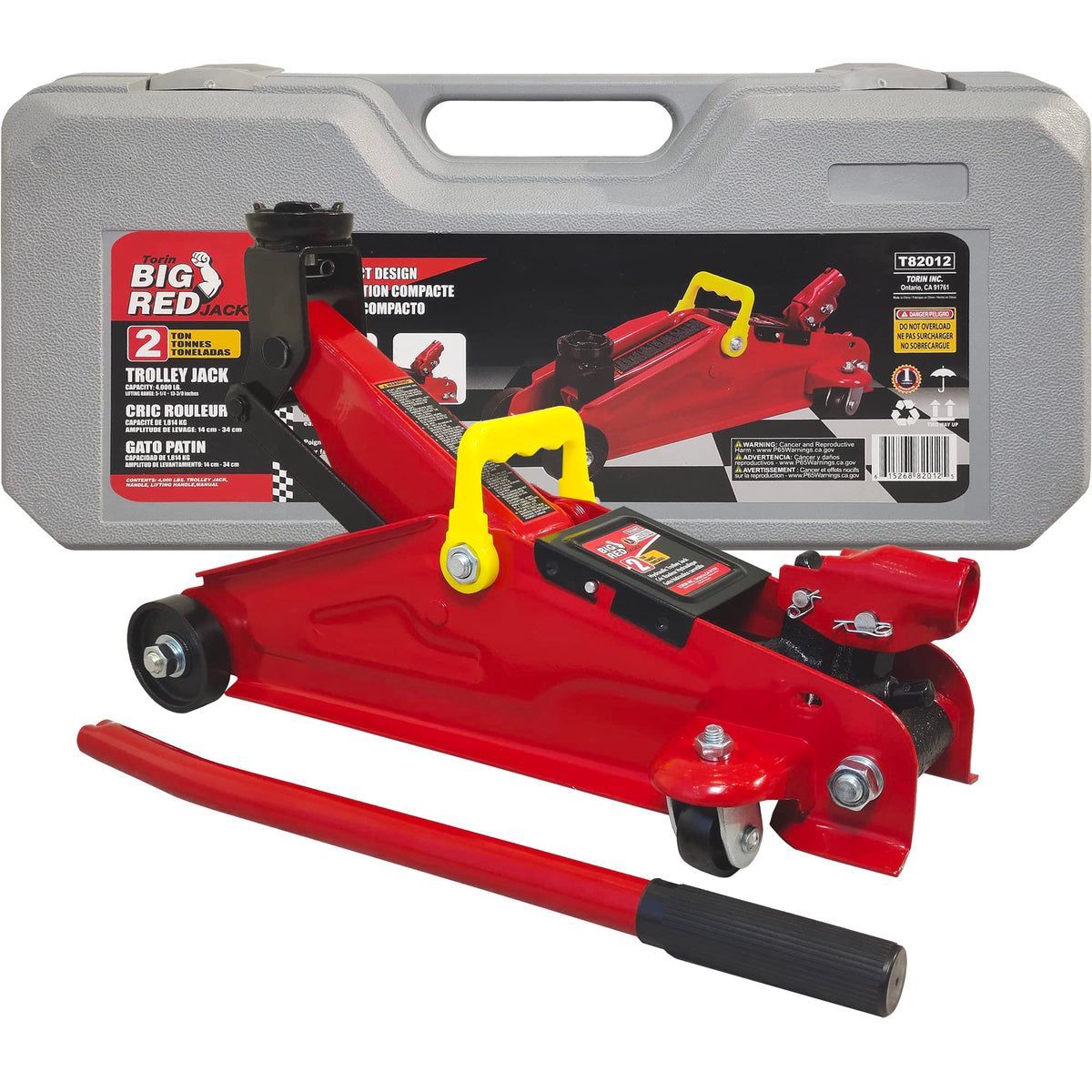 2 Ton Hydraulic Trolley Floor Jack with Carrying Case, Red S964