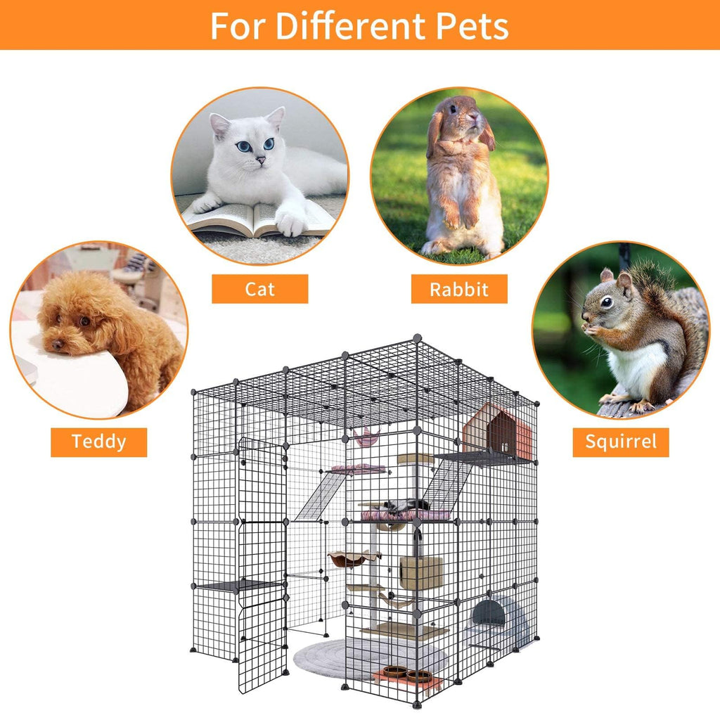 Large Indoor Cat Playpen Metal Wire Cage 55L x 55W x 55H Inchs I201908