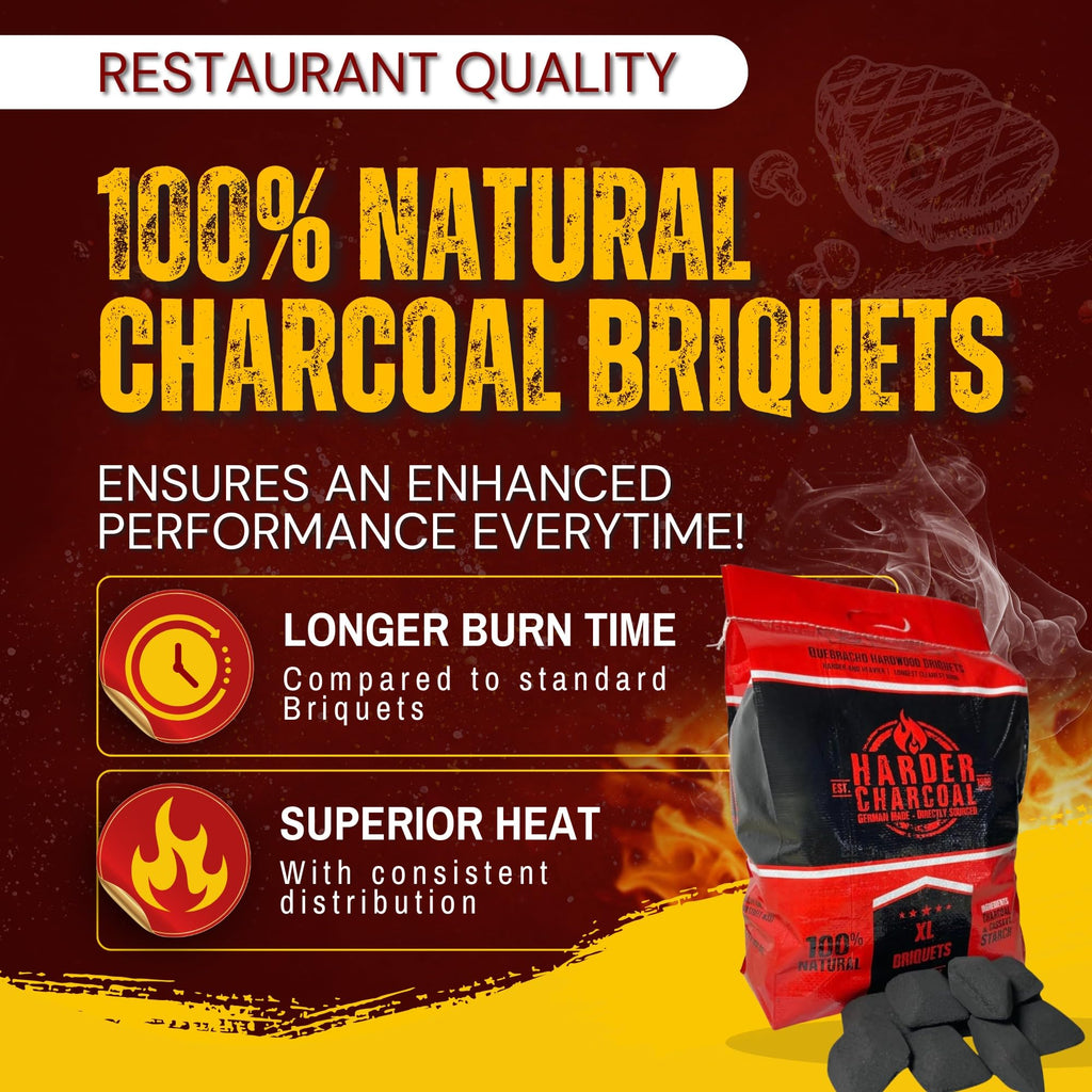 XL Quebracho Hardwood Briquets, Natural Wood Charcoal with Cassava Starch (10 LB) S984867