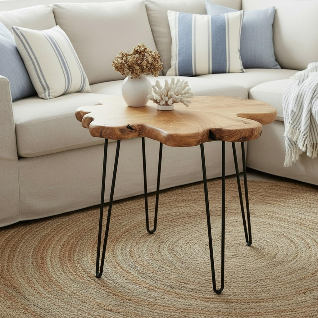 Flower-Shaped Live Edge Cedar Coffee Table U19381