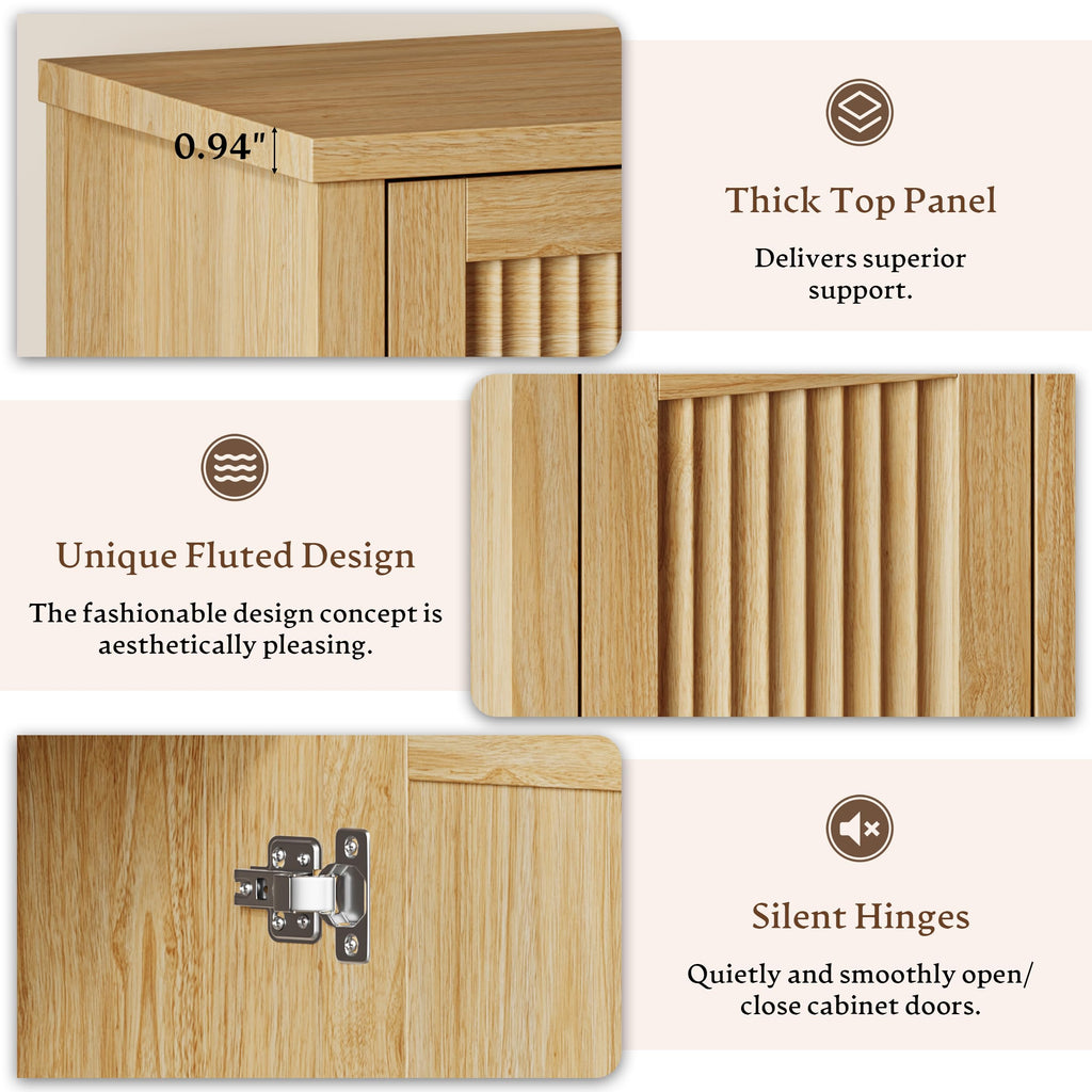 Fluted Buffet Sideboard Cabinet with Drawers L659991