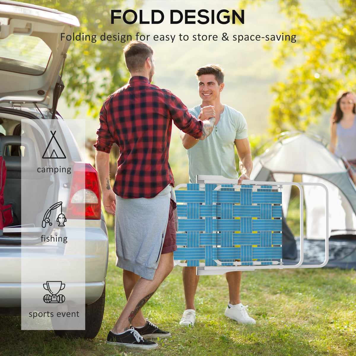 Set of 2 Blue Patio Folding Chairs R59326
