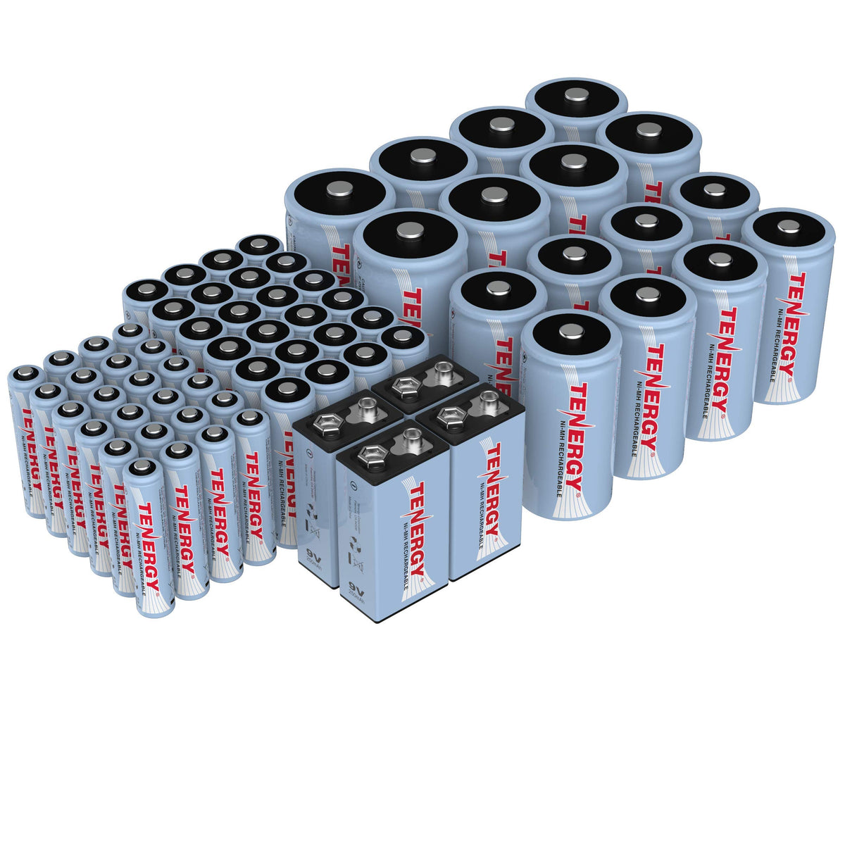 AA AAA C D 9V NiMH Rechargeable Batteries 68 Pack X56992