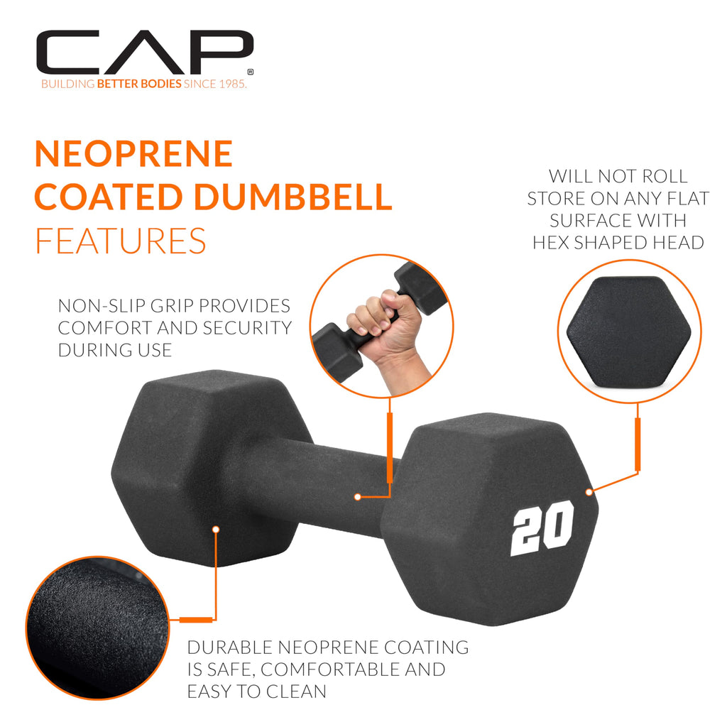 Black 20 lb Neoprene Dumbbell Pair Y5882