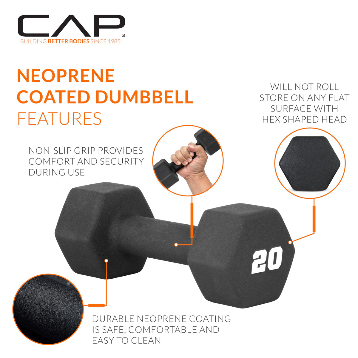Black 20 lb Neoprene Dumbbell Pair Y5882