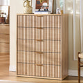 Fluted 5 Drawers Natural Wood Dresser B92145