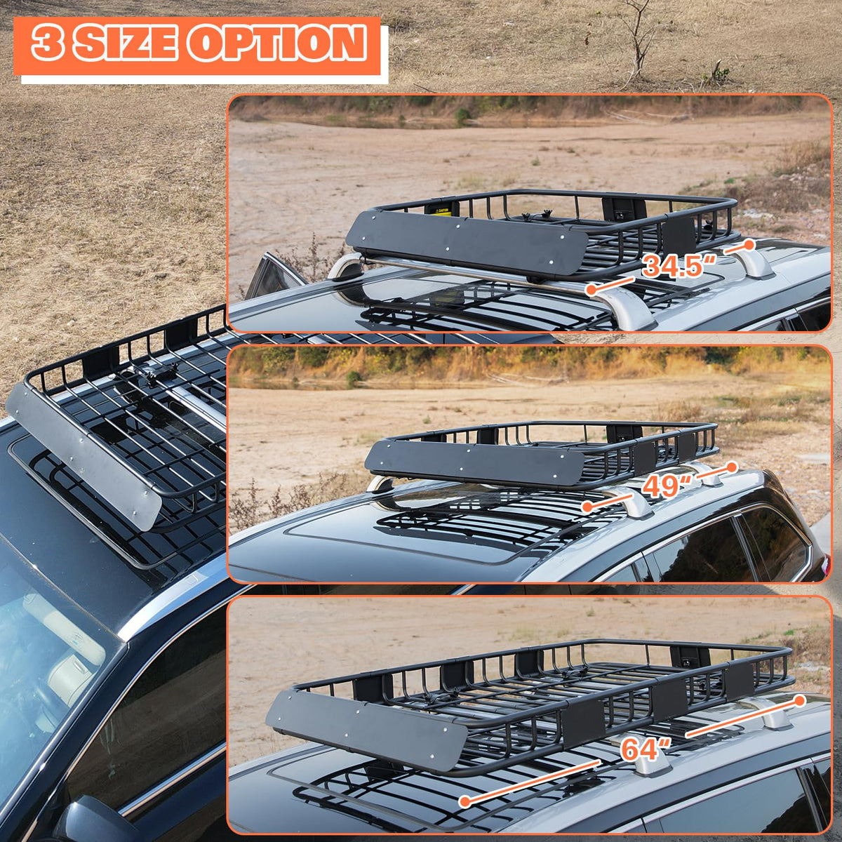 64" x 39" x 5" 200lb Heavy Duty Roof Rack Carrier Basket with Waterproof Bag V963