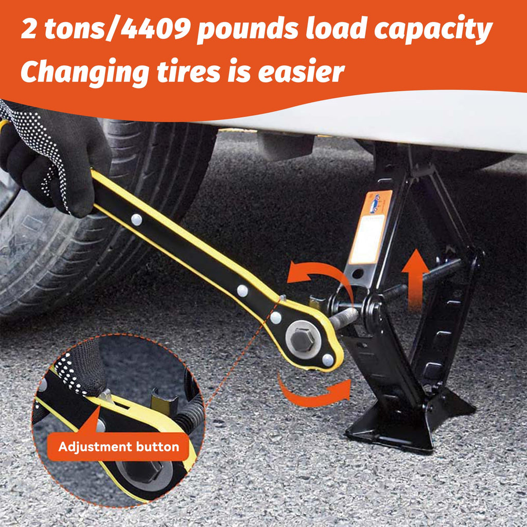 Portable 2 Ton Scissor Jack and Stand Kit with Lug Wrench O112