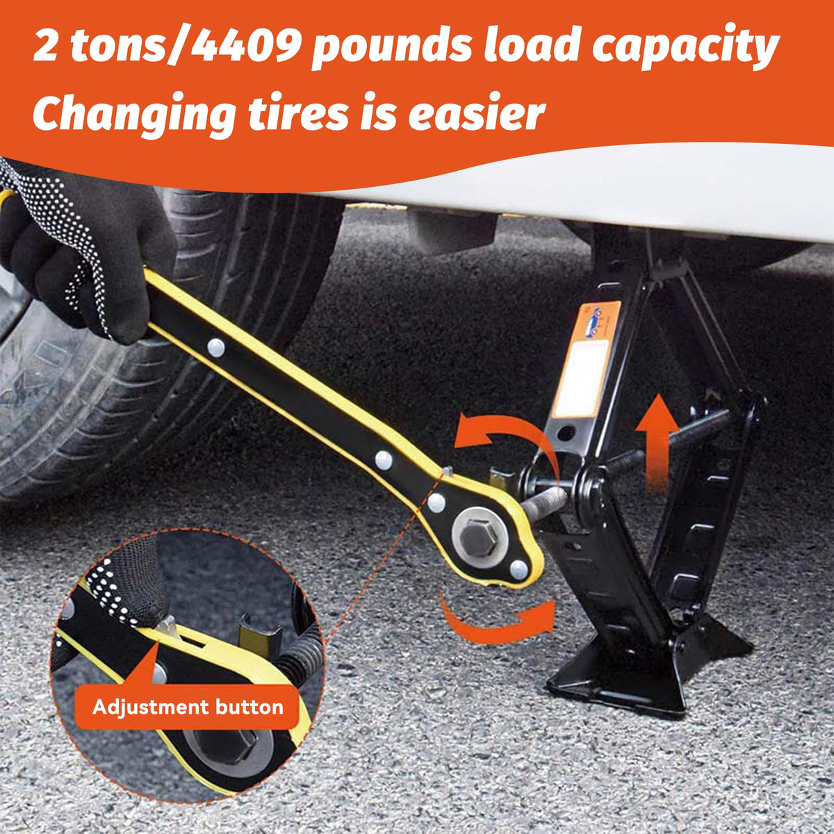 Portable 2 Ton Scissor Jack and Stand Kit with Lug Wrench O112