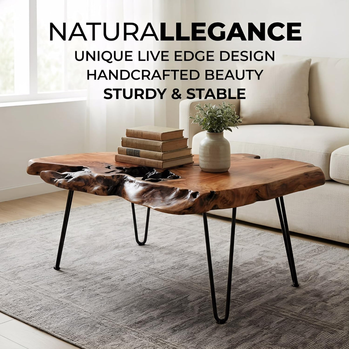 Live Edge Natural Wood Coffee Table S3777