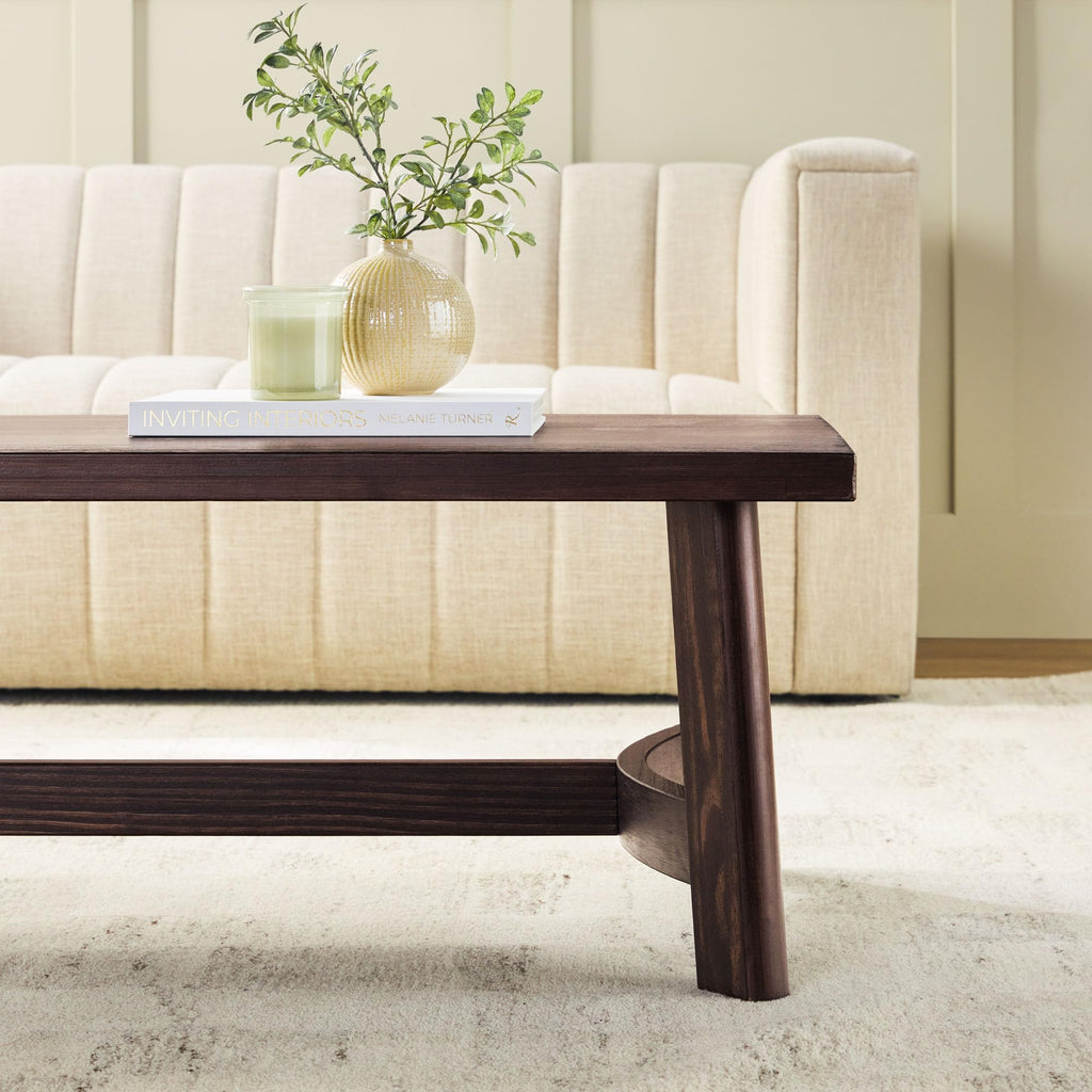 Solid Wood Rectangular Coffee Table, 48 Inch, Espresso C76345