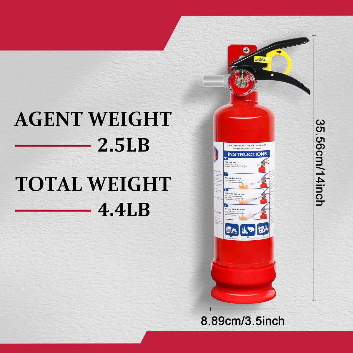 2.5lb Multi-Class Dry Powder Fire Extinguisher V7594