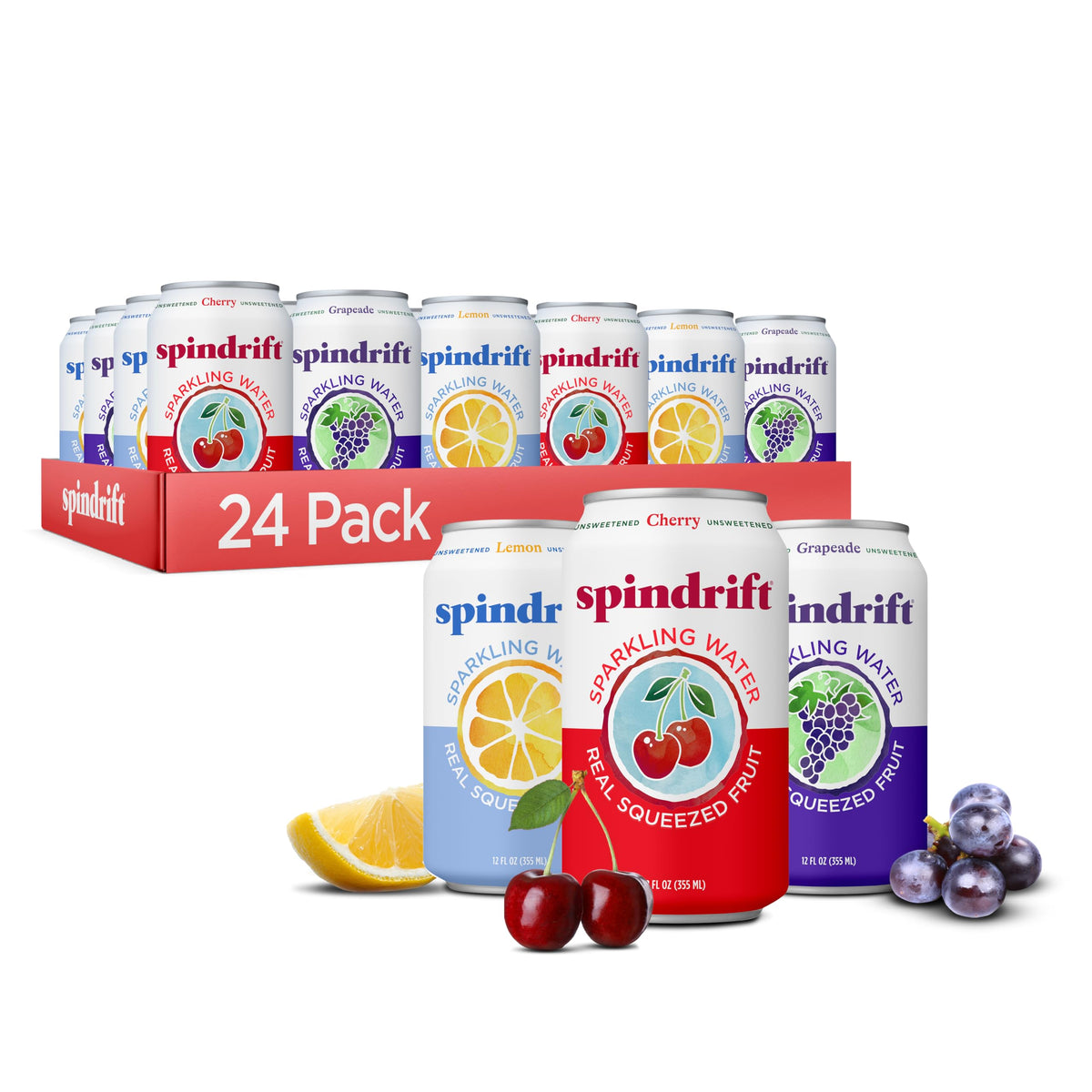 Sparkling Water Variety Pack 12 Fl Oz Cans Pack of 24 M4167