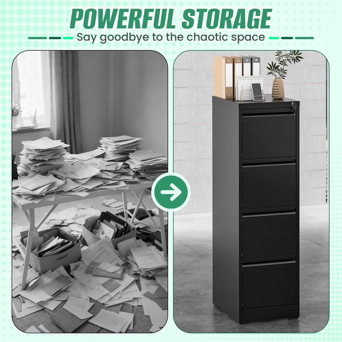 4 Drawer Metal File Cabinet with Lock D83920