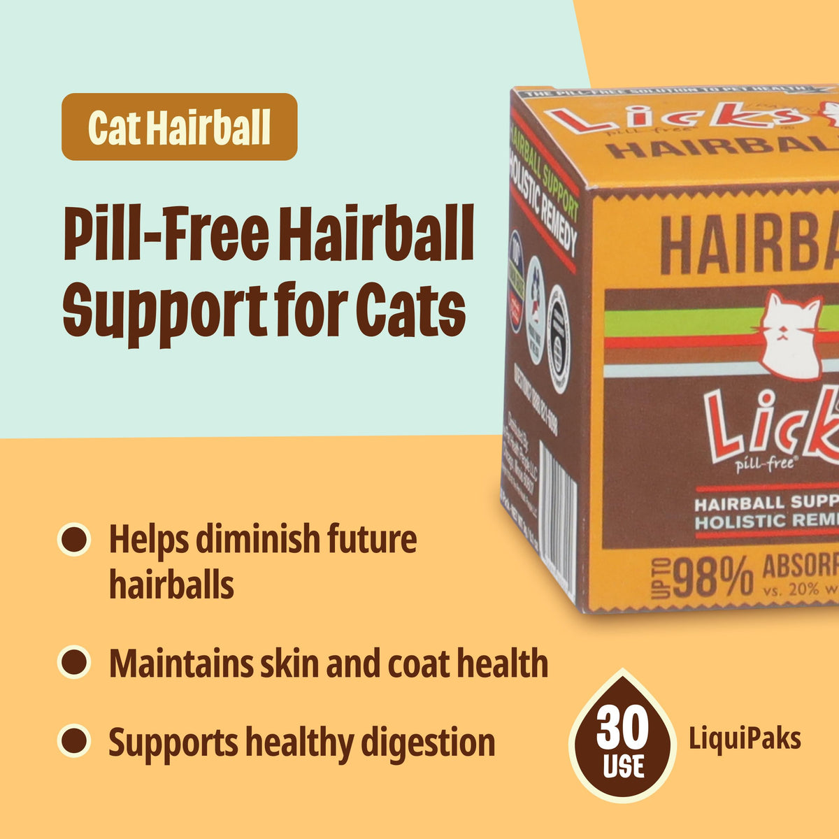 Cat Hairball Support Cod Liver Oil for Cats 30 Packets N381