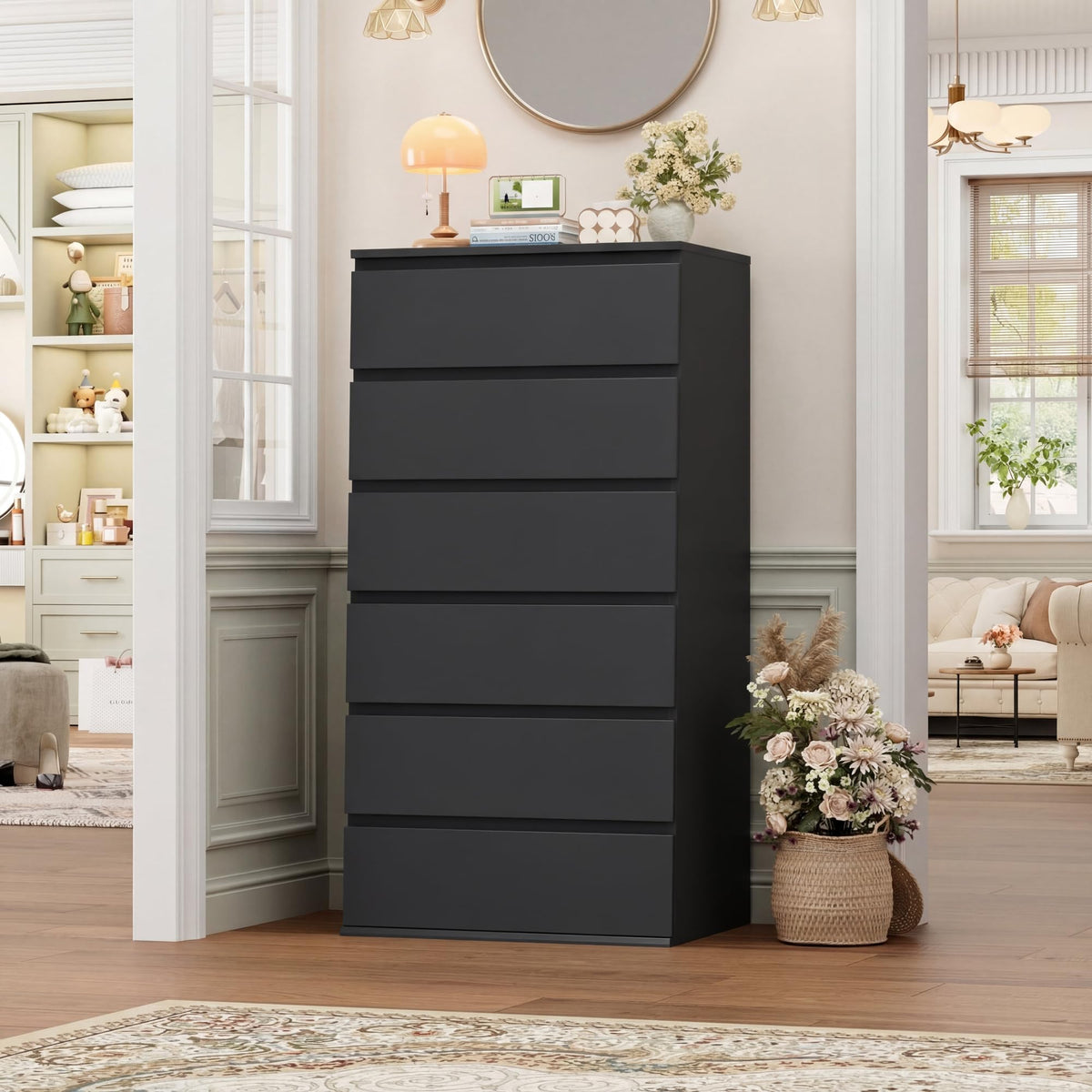Black 6 Drawer Dresser O35489
