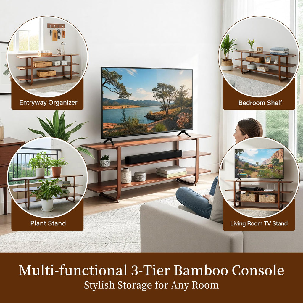 Walnut 65 Inch 3-Tier TV Stand T87165