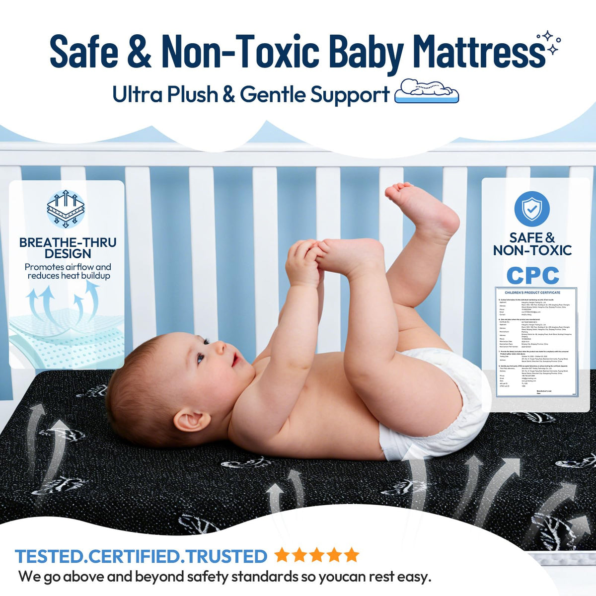 52 x 27 Dual-Sided Memory Foam Crib Mattress N583