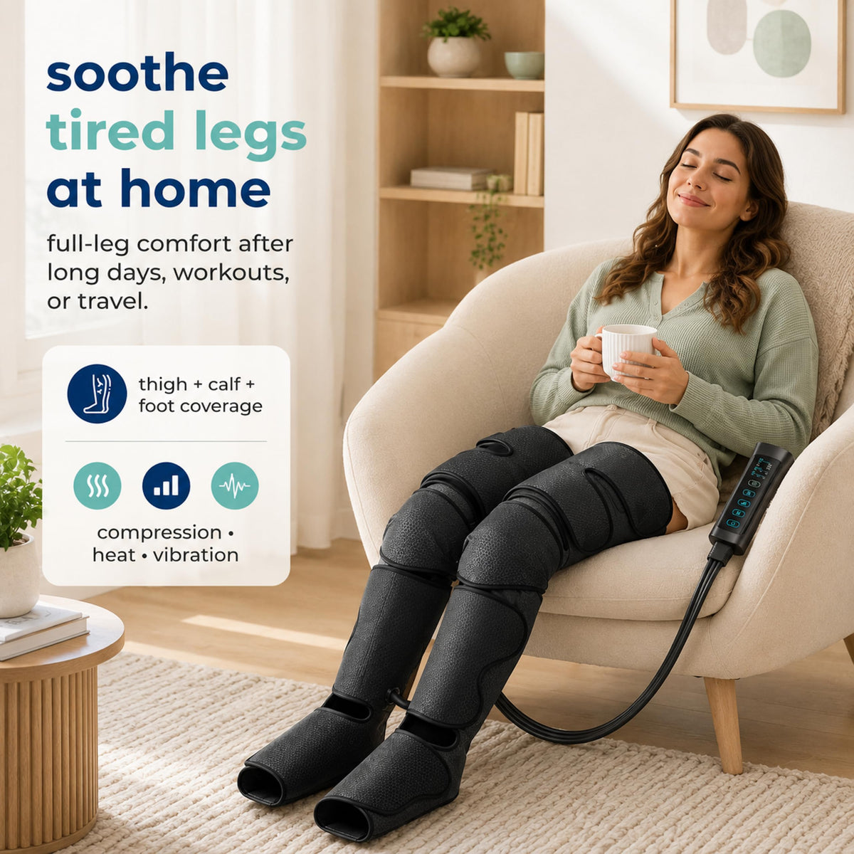 Air Compression Leg Massager with Heat and Compression O461