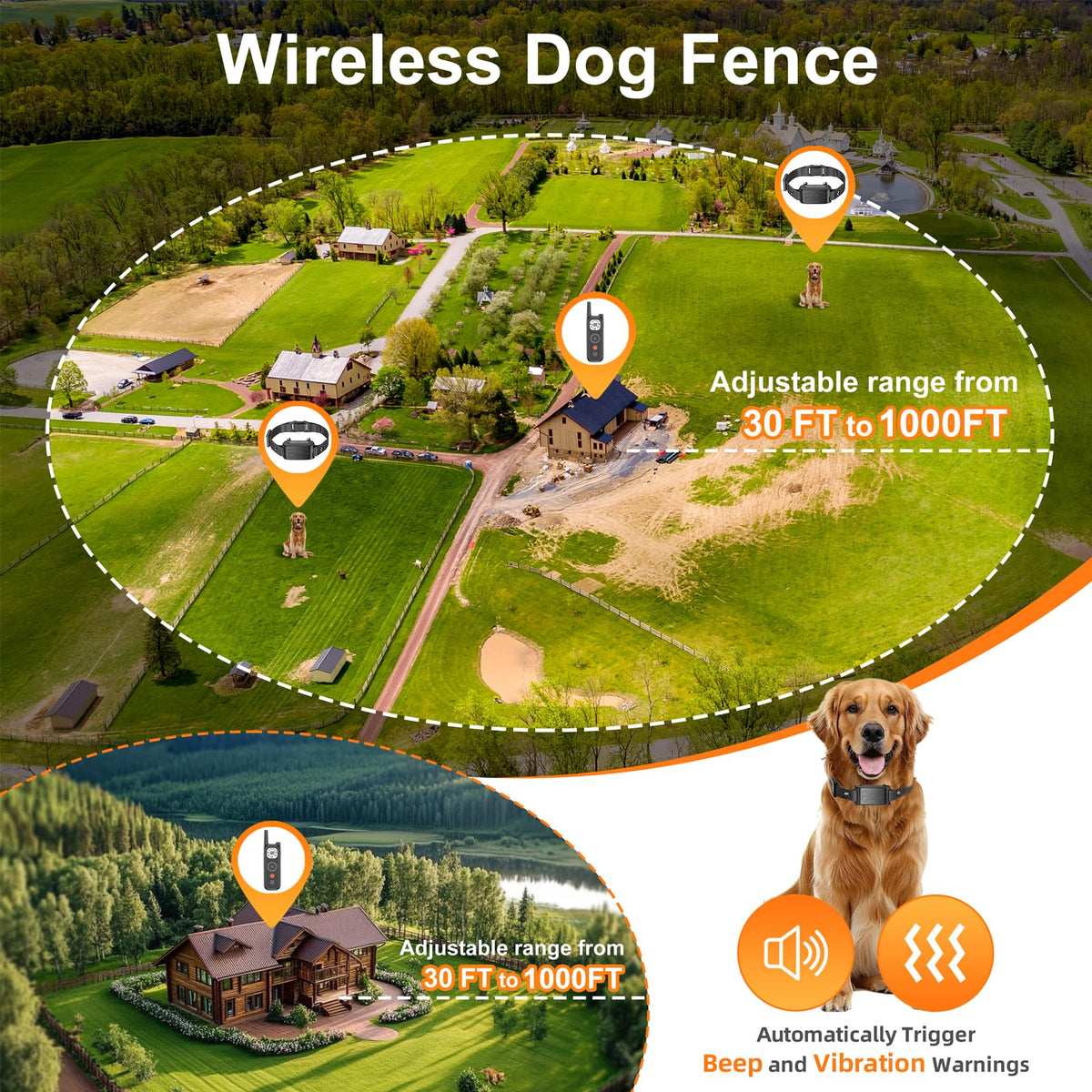 Wireless Dog Fence System with Remote Training Collar O781768